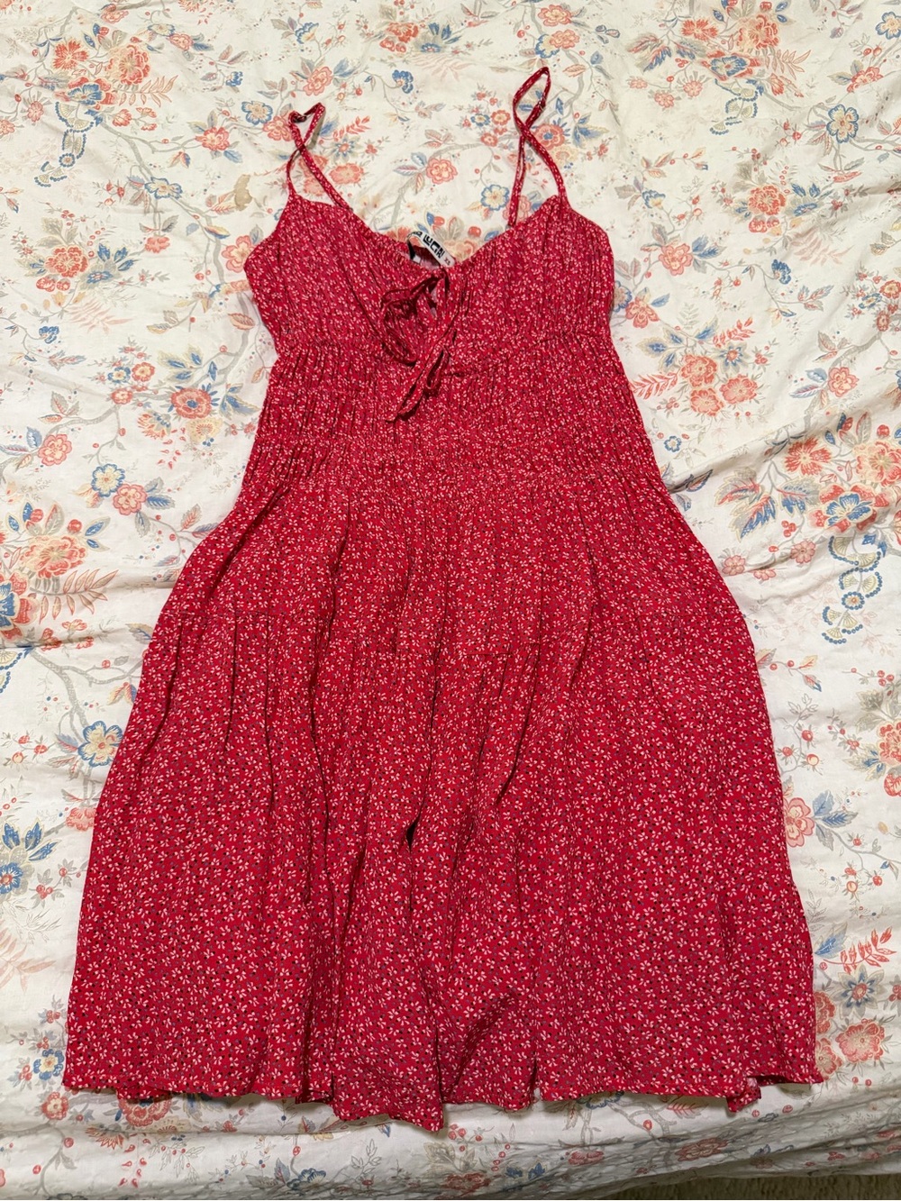 Ciao Lucia Red Floral Tie-Front Mini Dress
